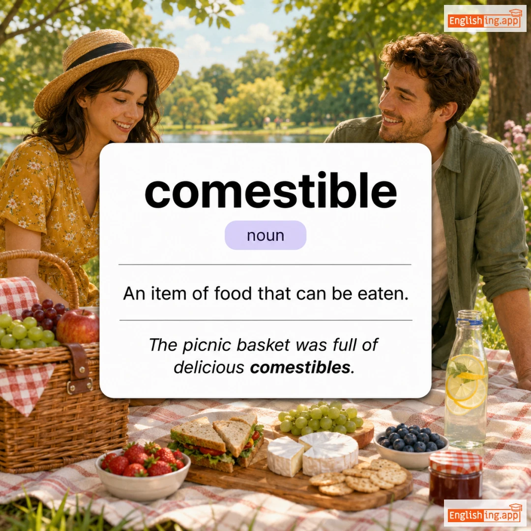 comestible definition card — visual illustration of the meaning