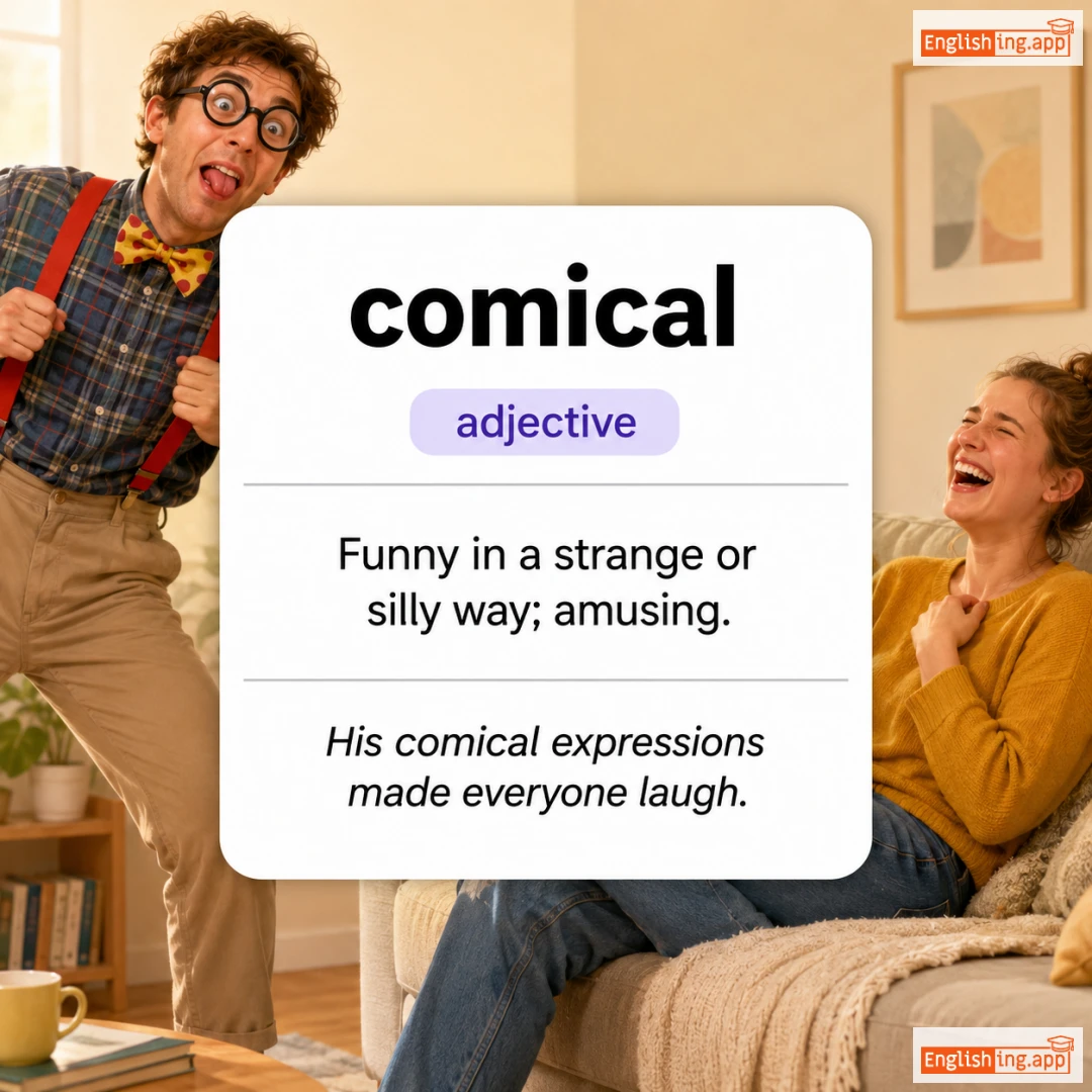 comical definition card — visual illustration of the meaning
