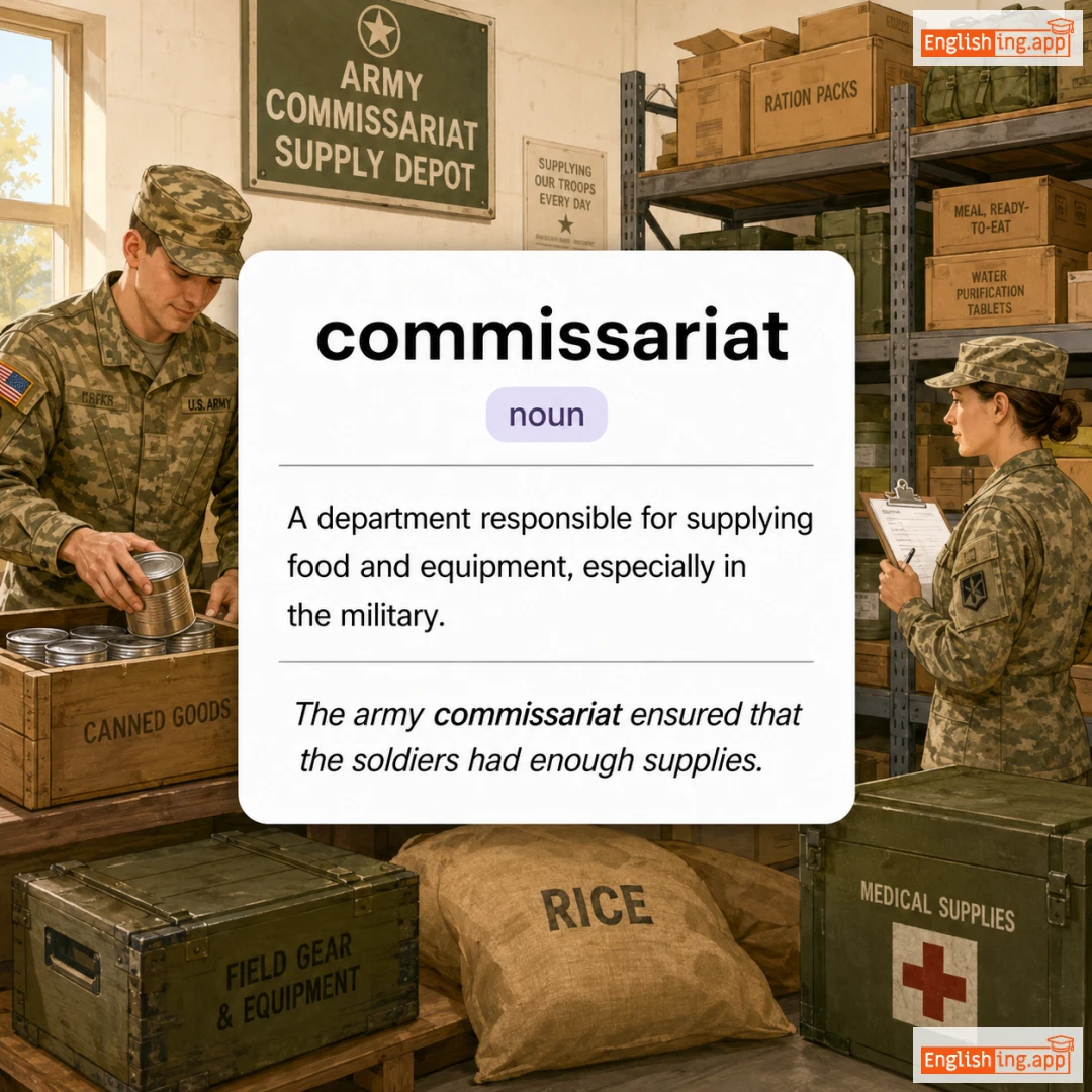 commissariat definition card — visual illustration of the meaning