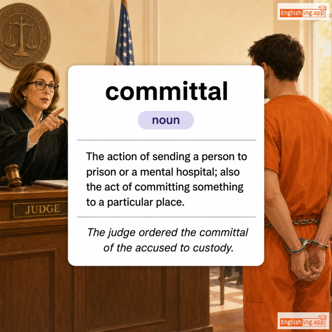 committal definition card — visual illustration of the meaning