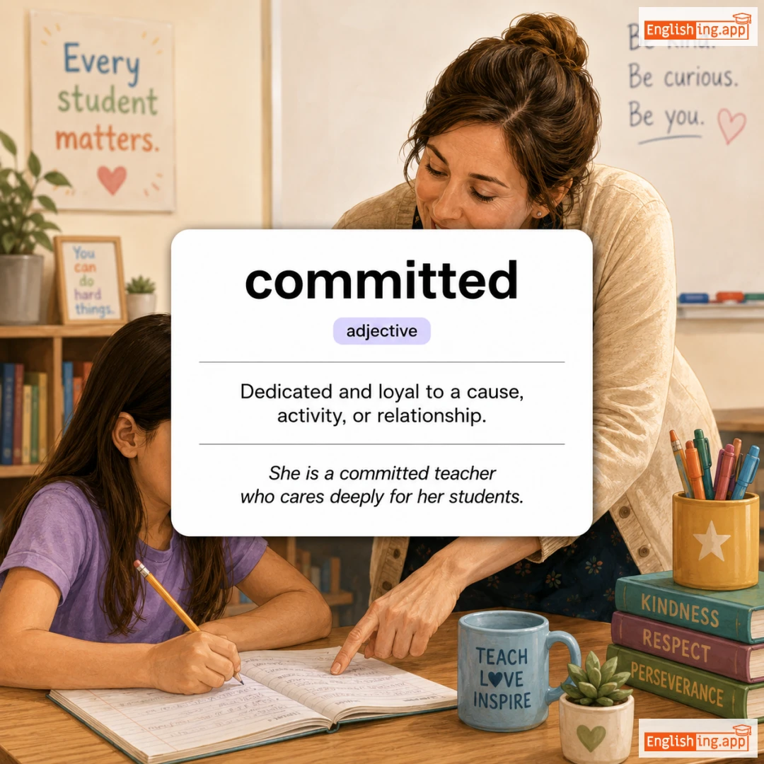 committed definition card — visual illustration of the meaning