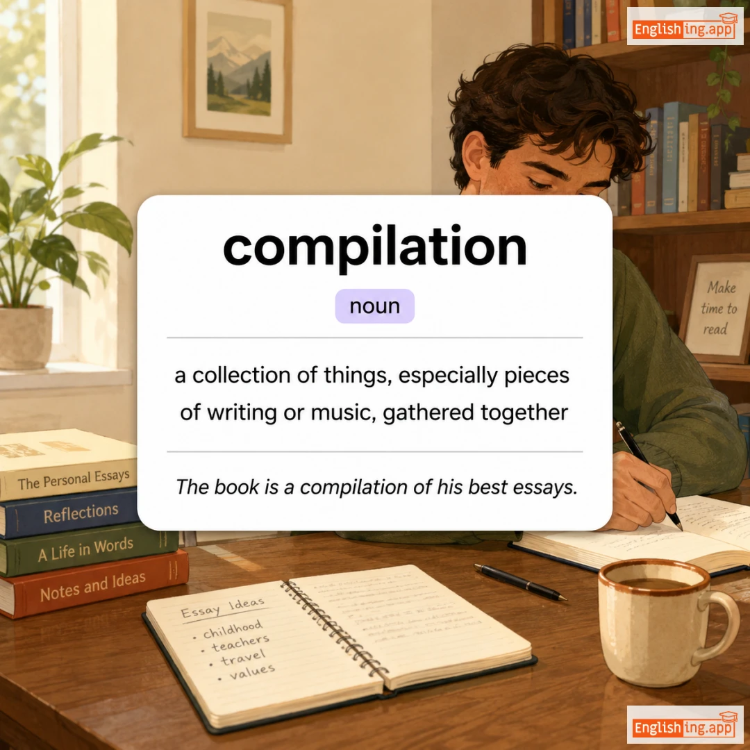 compilation definition card — visual illustration of the meaning