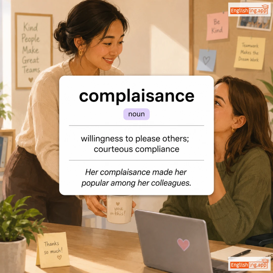 complaisance definition card — visual illustration of the meaning