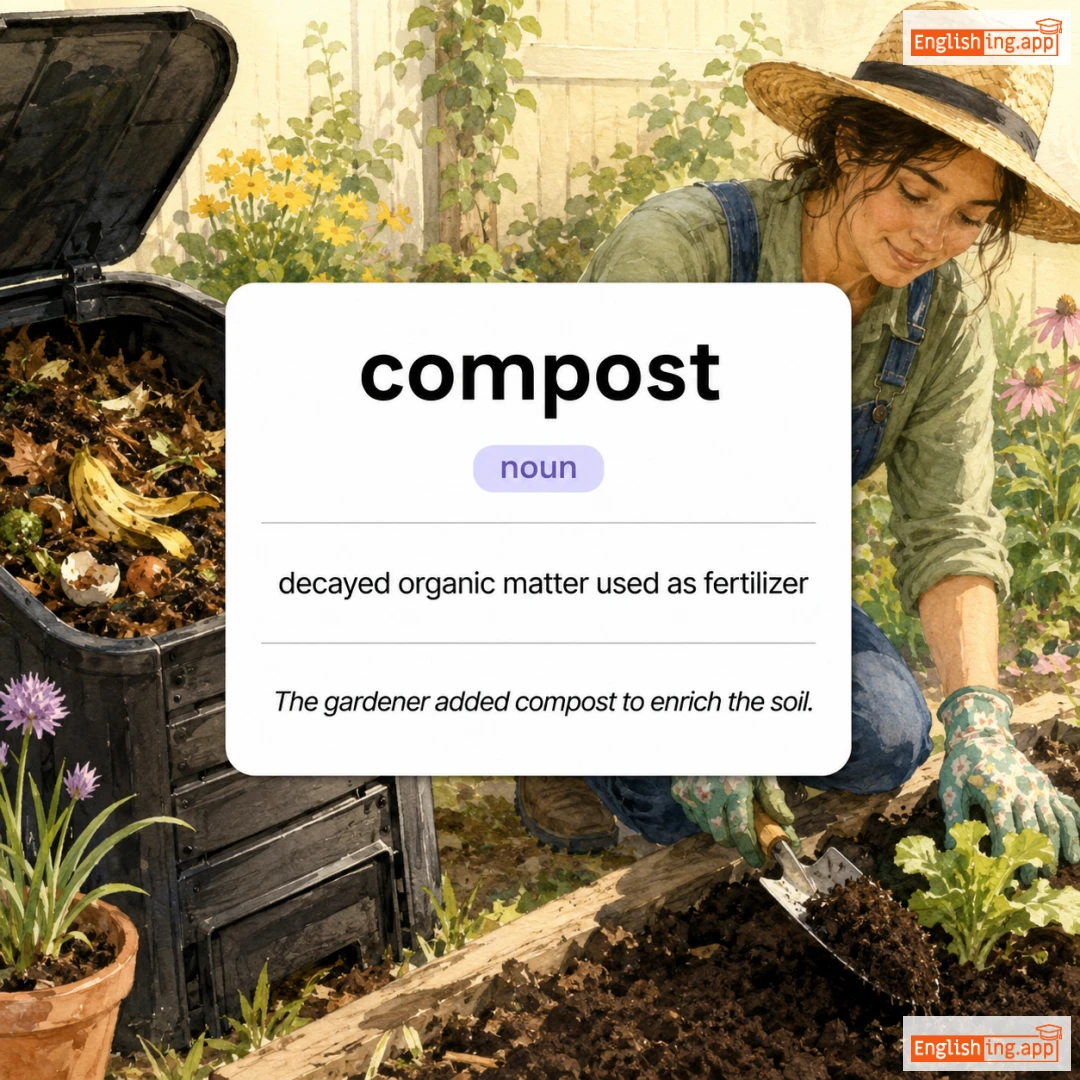compost definition card — visual illustration of the meaning