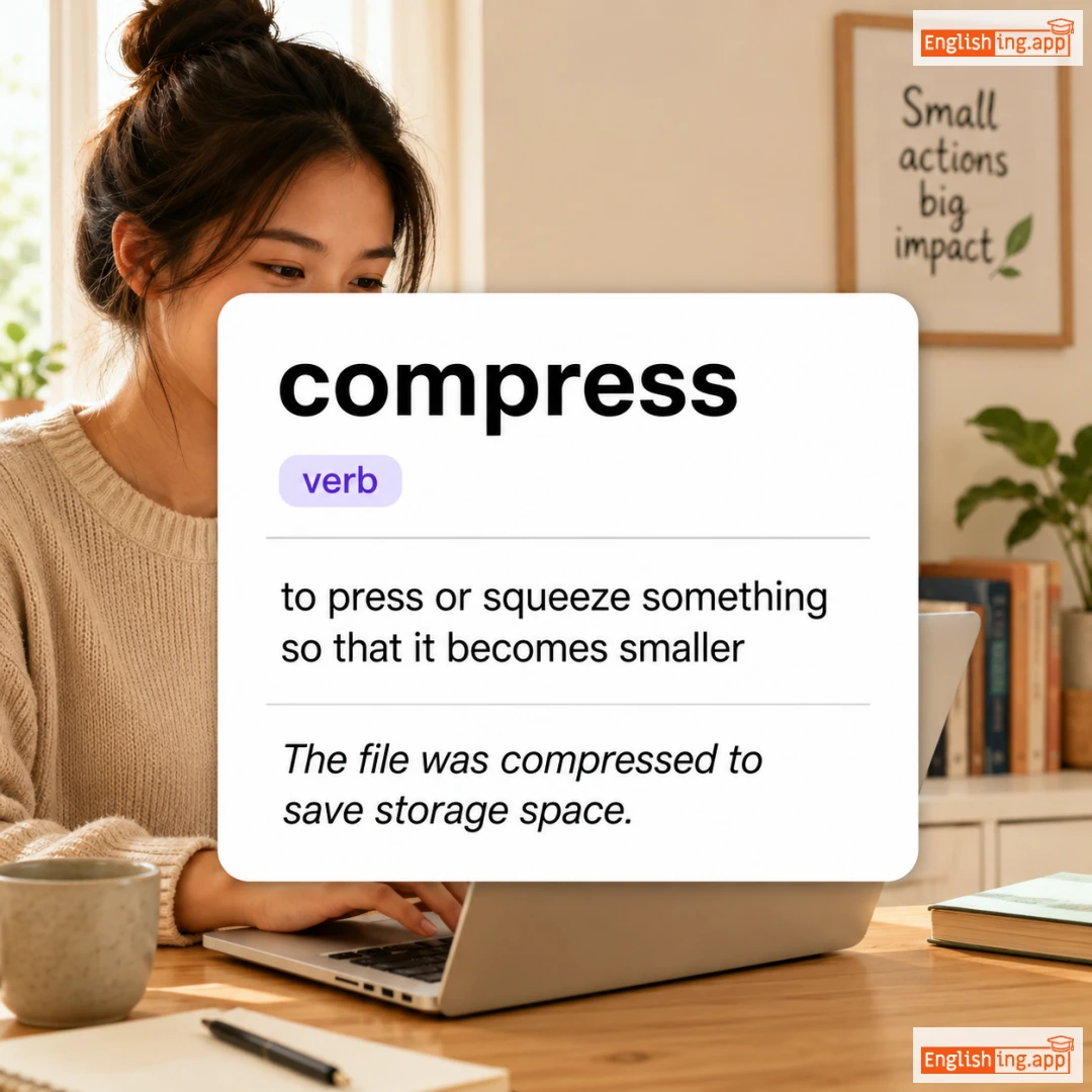 compress definition card — visual illustration of the meaning