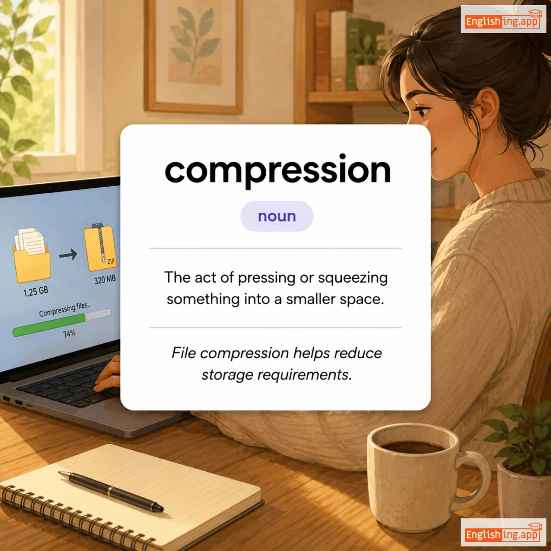 compression definition card — visual illustration of the meaning