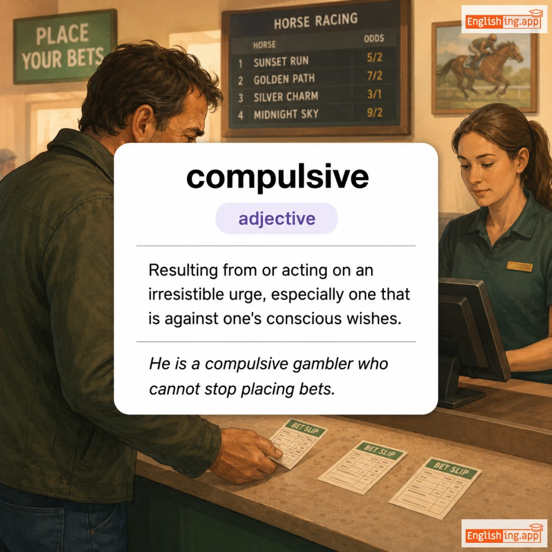 compulsive definition card — visual illustration of the meaning