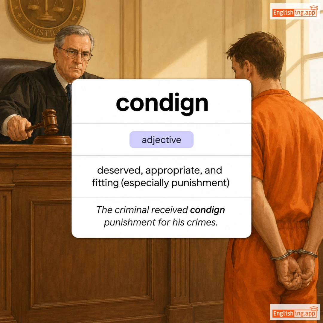 condign definition card — visual illustration of the meaning