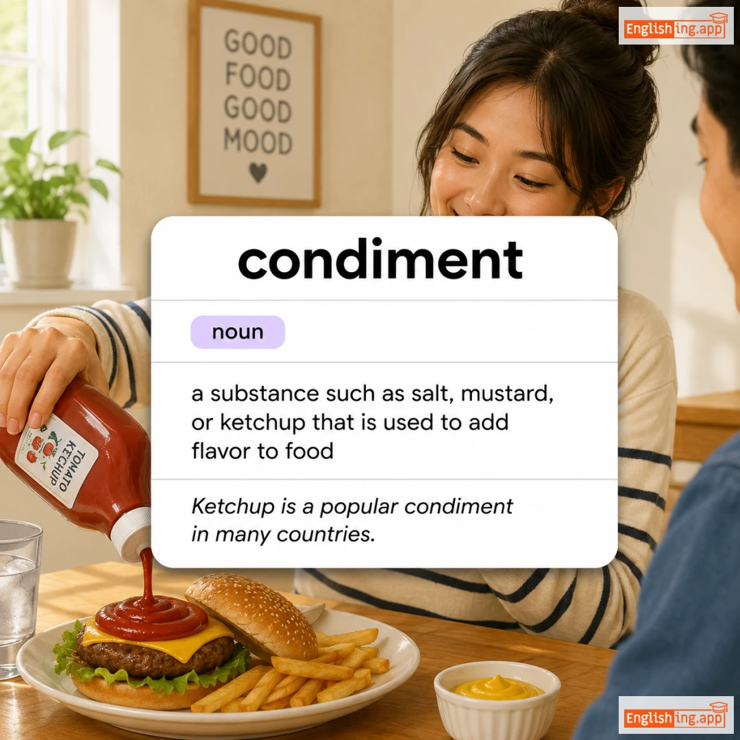 condiment definition card — visual illustration of the meaning