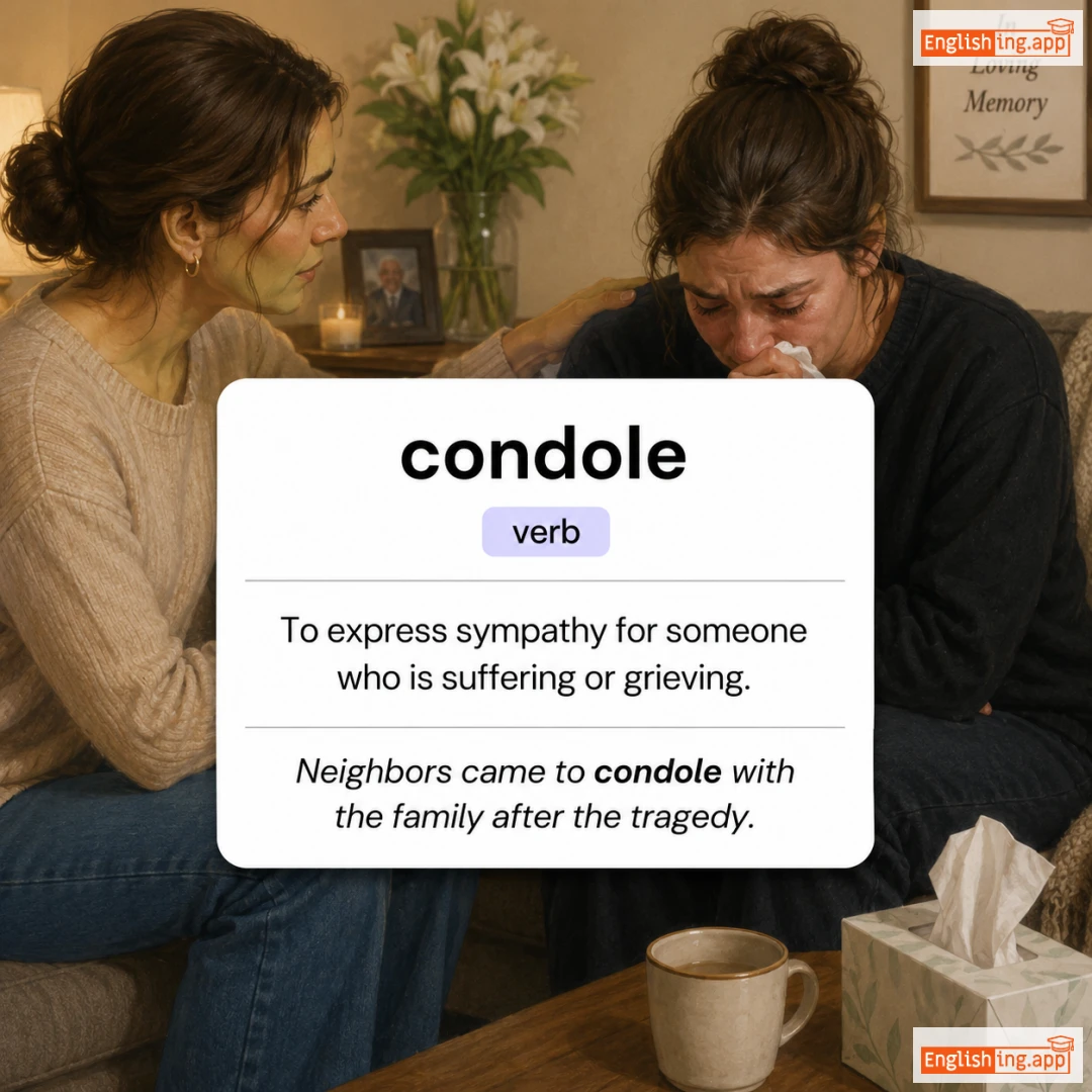 condole definition card — visual illustration of the meaning