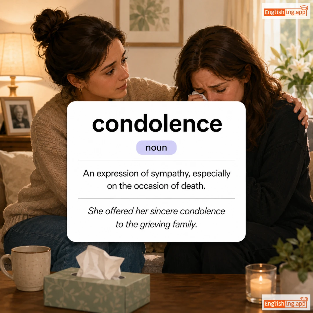condolence definition card — visual illustration of the meaning