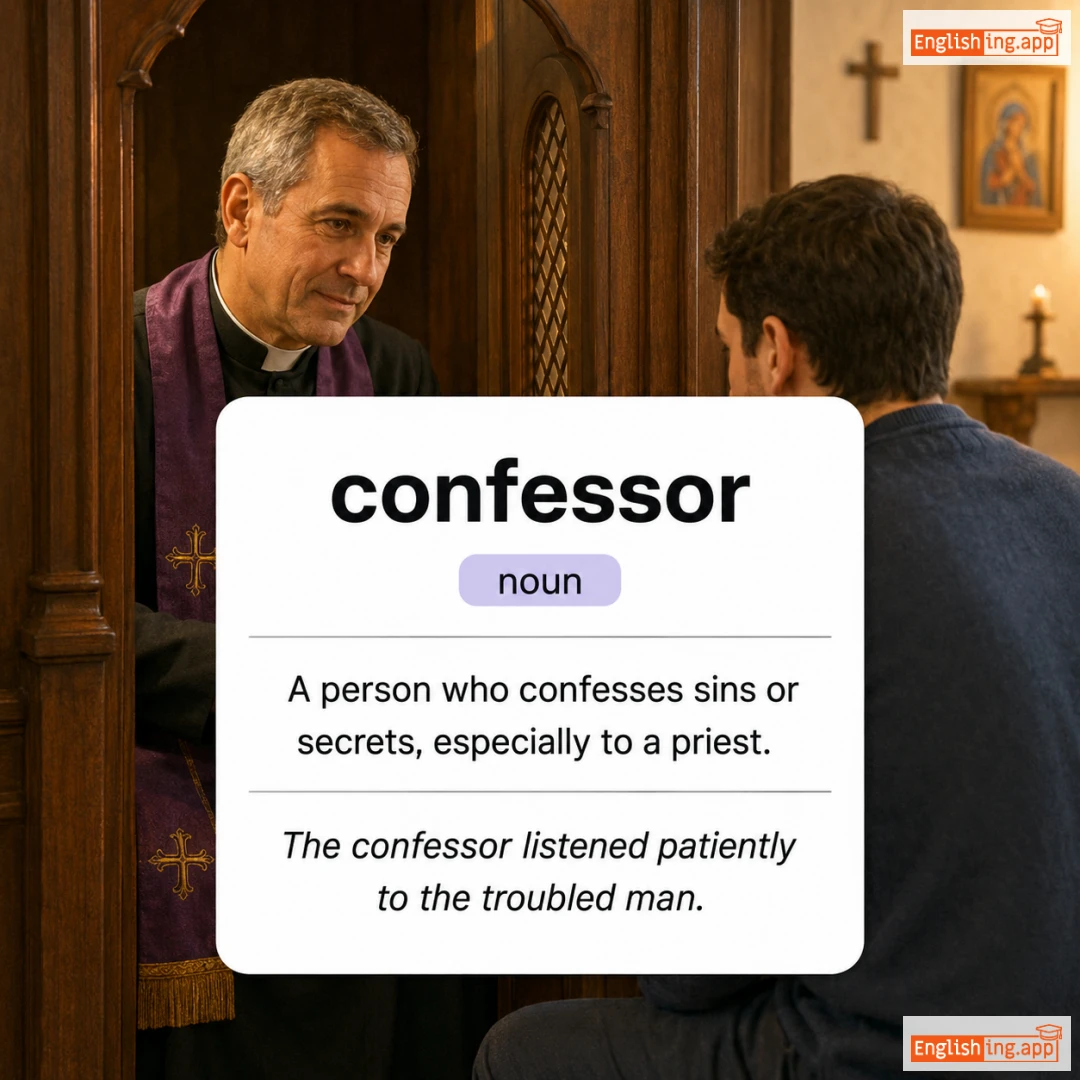 confessor definition card — visual illustration of the meaning