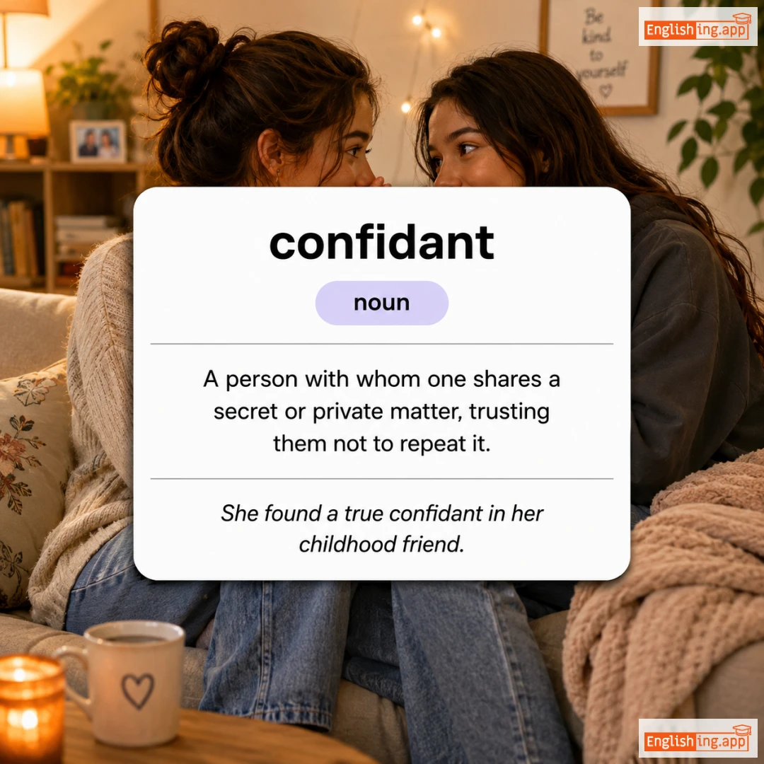 confidant definition card — visual illustration of the meaning