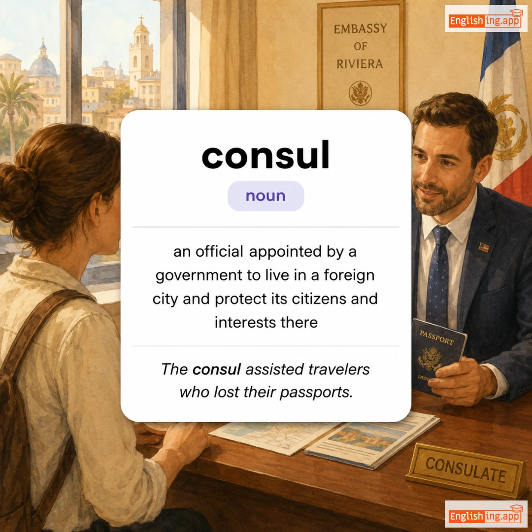 consul definition card — visual illustration of the meaning