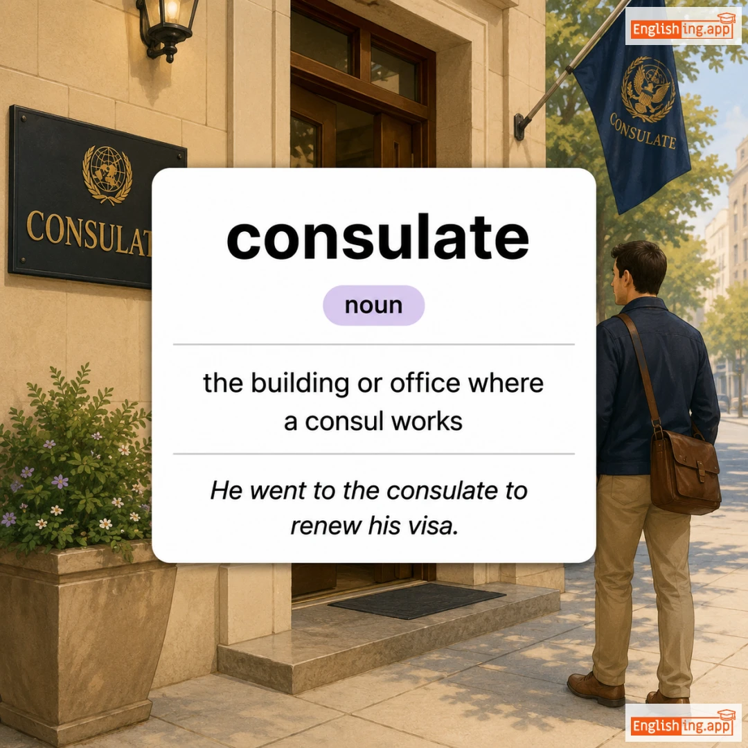 consulate definition card — visual illustration of the meaning