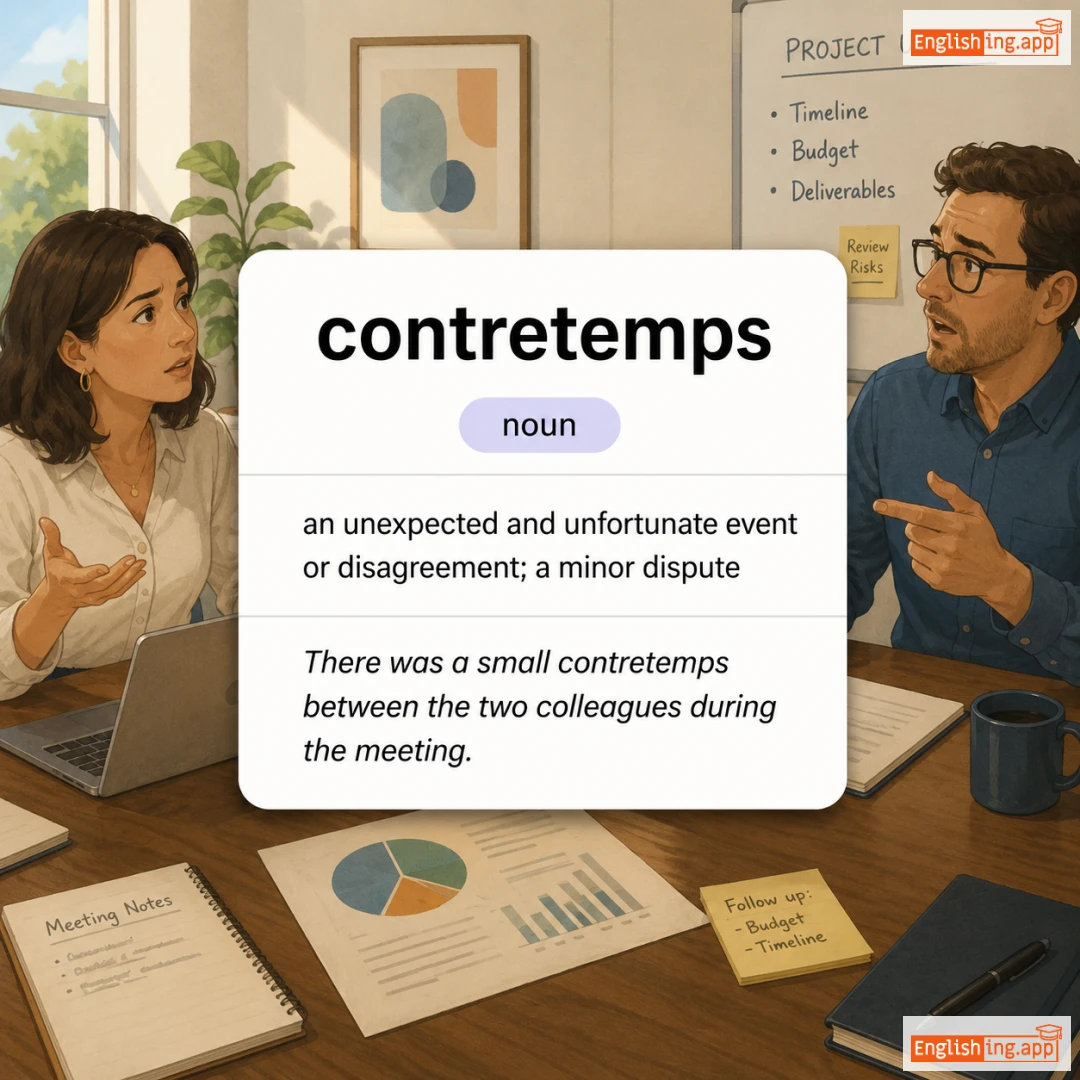 contretemps definition card — visual illustration of the meaning