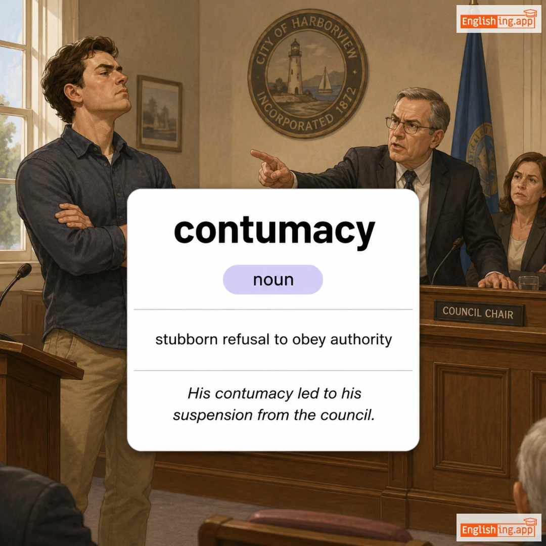 contumacy definition card — visual illustration of the meaning