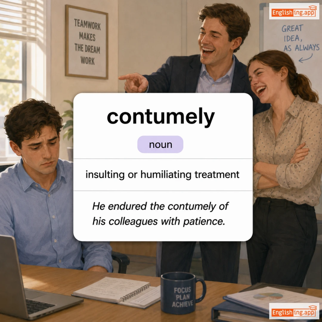 contumely definition card — visual illustration of the meaning
