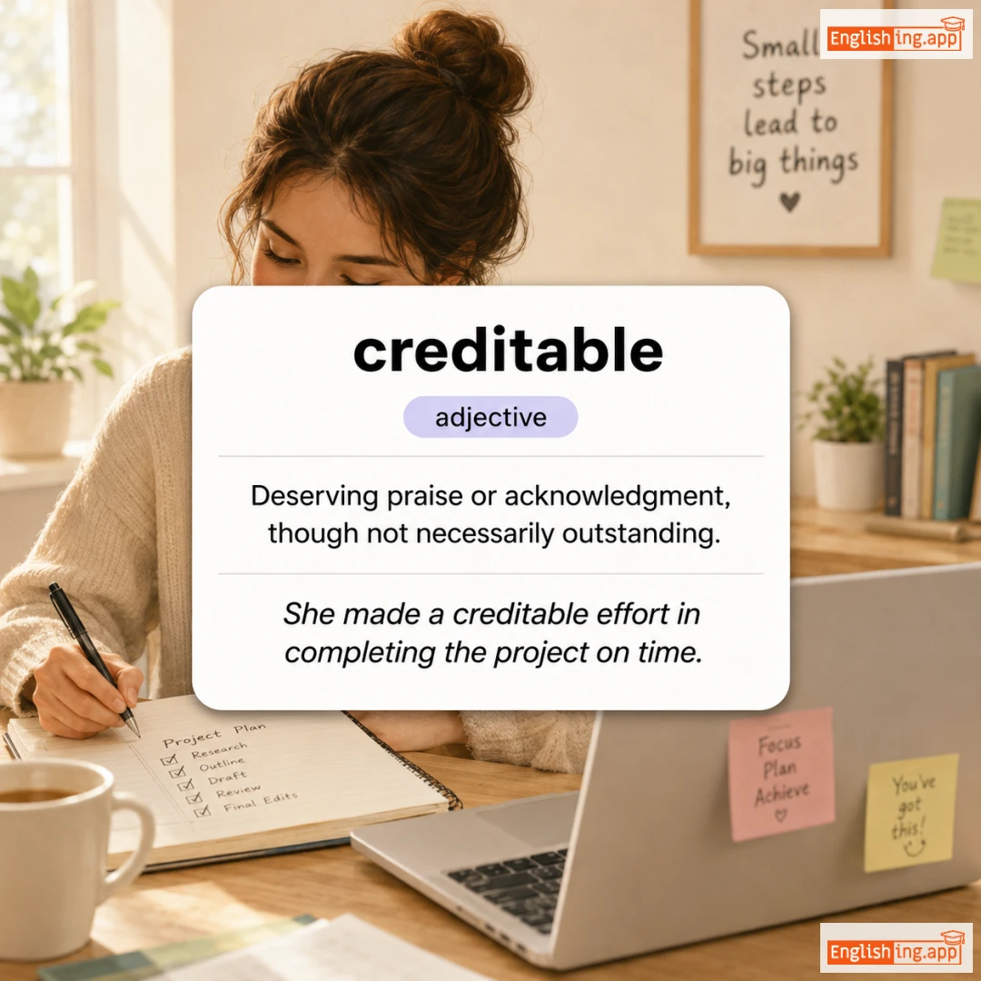 creditable definition card — visual illustration of the meaning