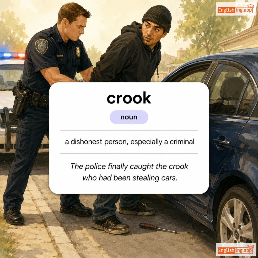 crook definition card — visual illustration of the meaning