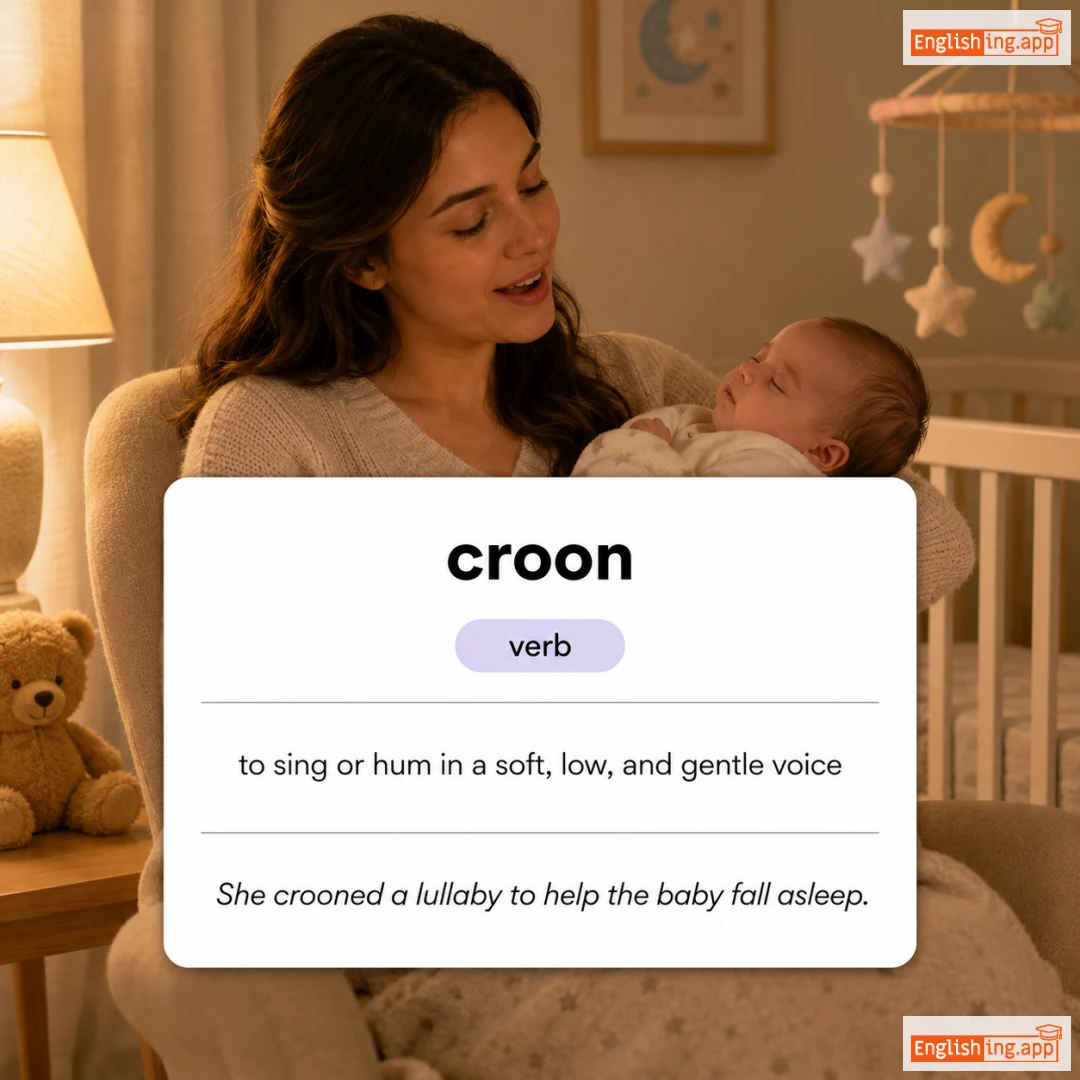 croon definition card — visual illustration of the meaning
