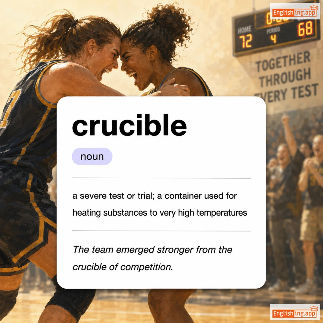 crucible definition card — visual illustration of the meaning