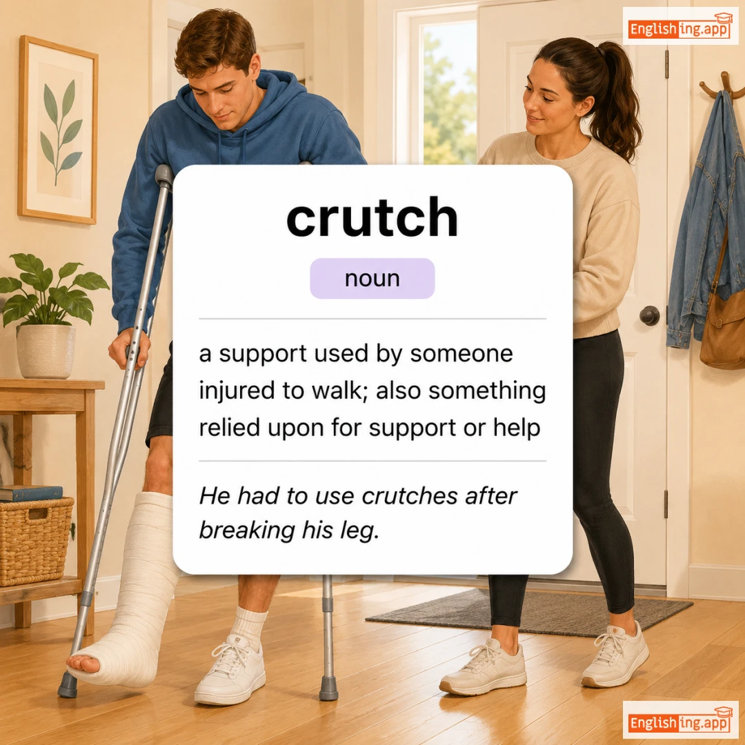 crutch definition card — visual illustration of the meaning