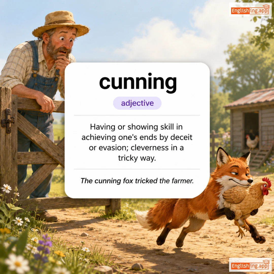 cunning definition card — visual illustration of the meaning