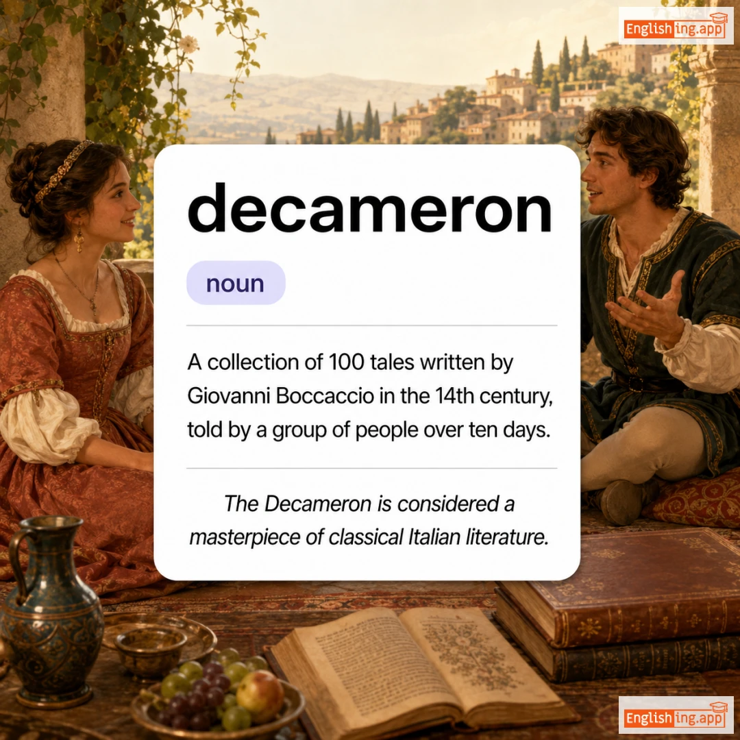 decameron definition card — visual illustration of the meaning