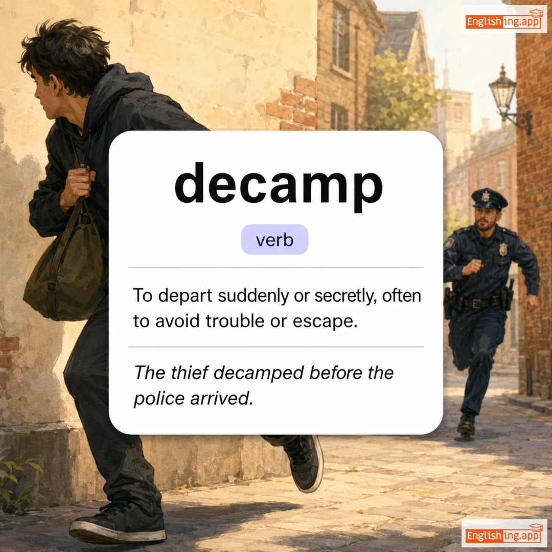 decamp definition card — visual illustration of the meaning