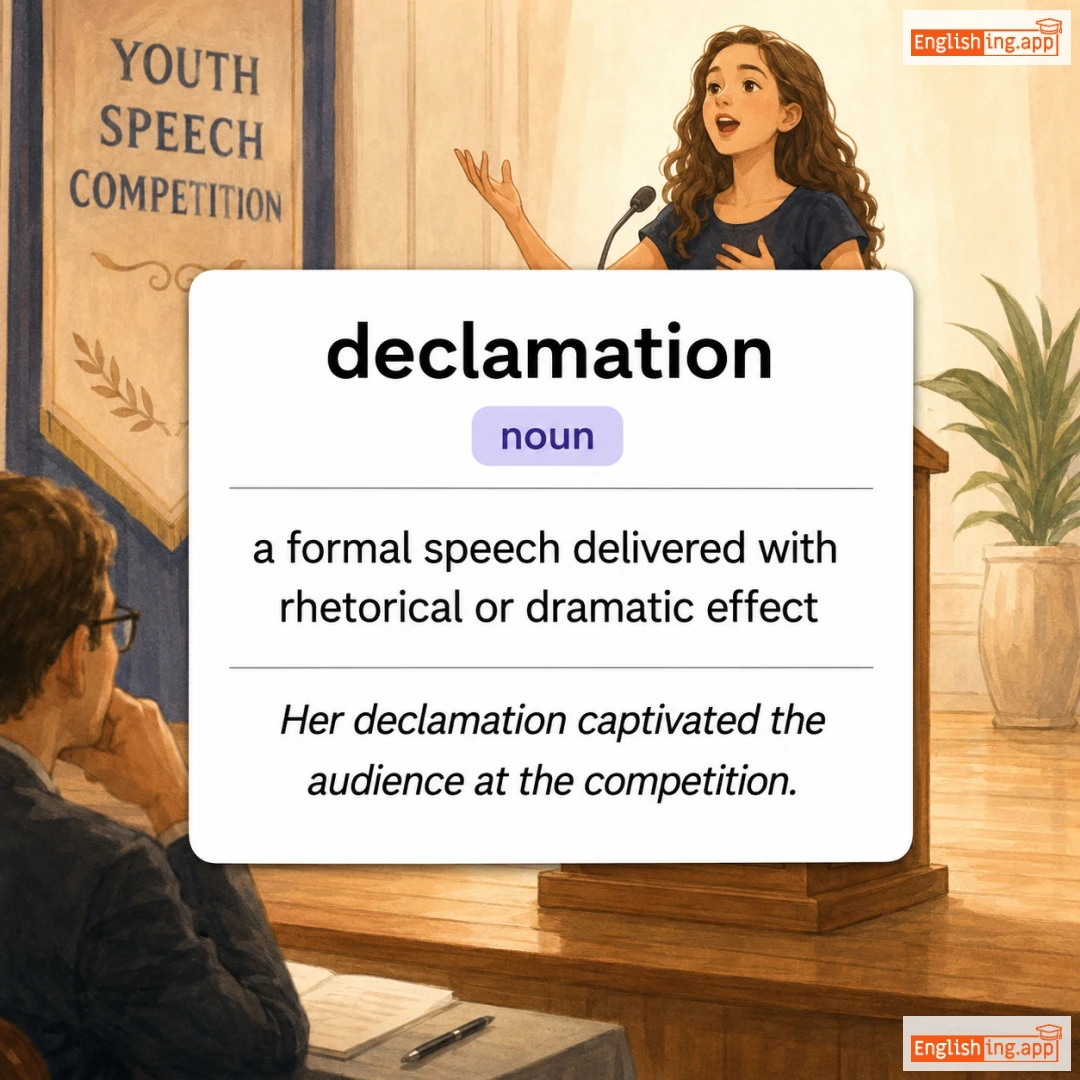 declamation definition card — visual illustration of the meaning