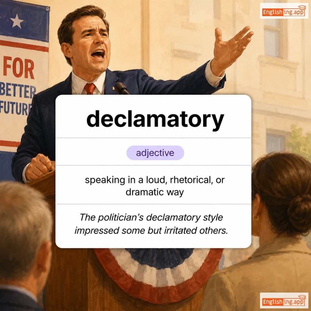 declamatory definition card — visual illustration of the meaning