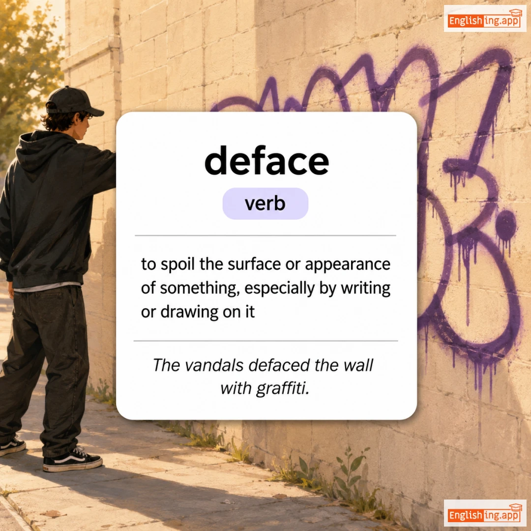deface definition card — visual illustration of the meaning