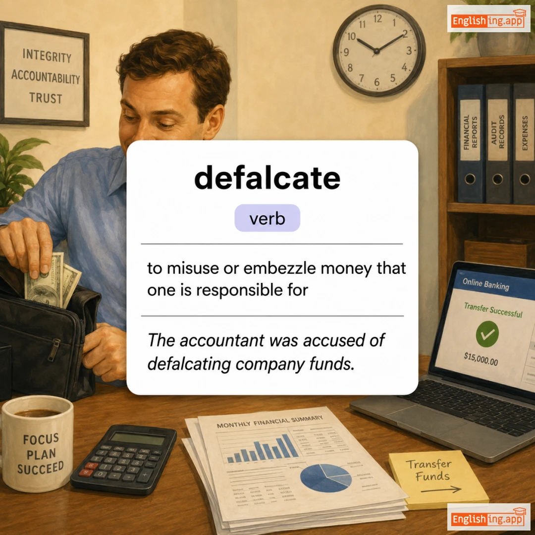 defalcate definition card — visual illustration of the meaning