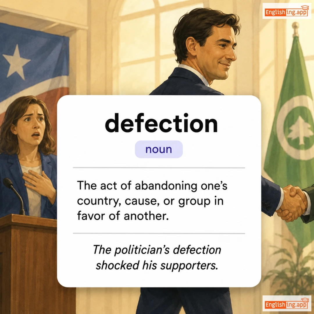 defection definition card — visual illustration of the meaning