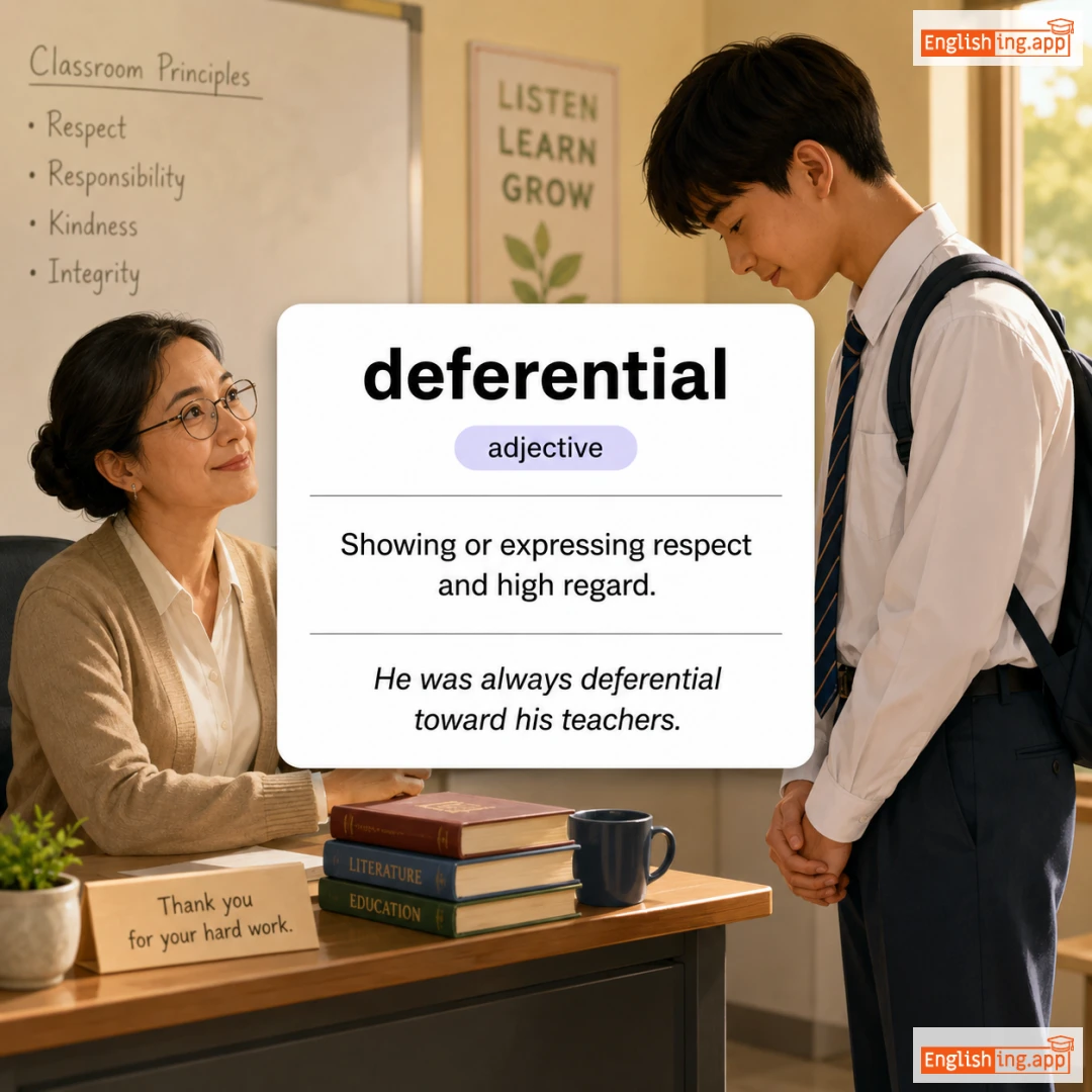 deferential definition card — visual illustration of the meaning