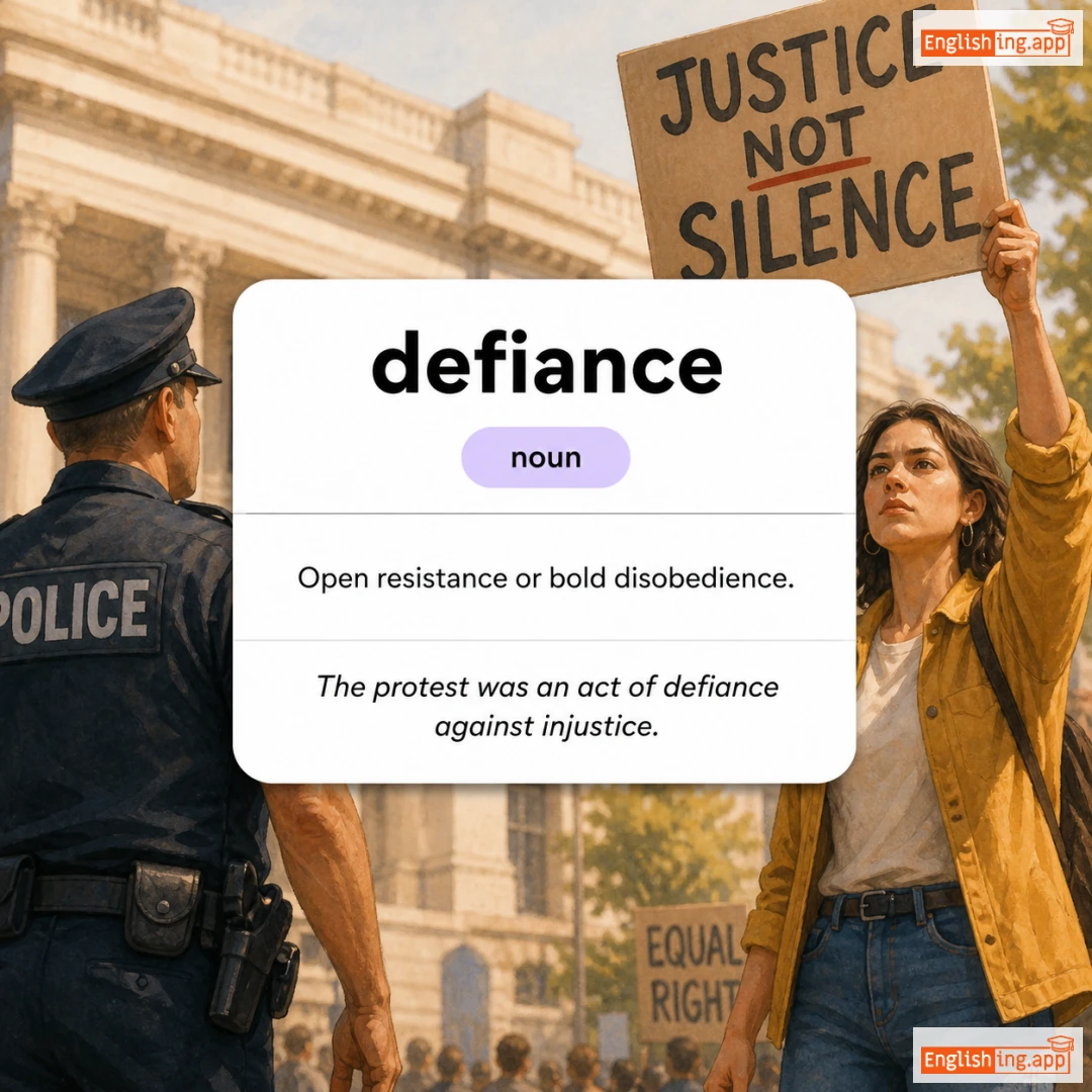defiance definition card — visual illustration of the meaning
