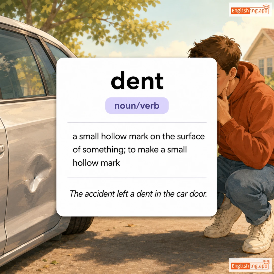 dent definition card — visual illustration of the meaning