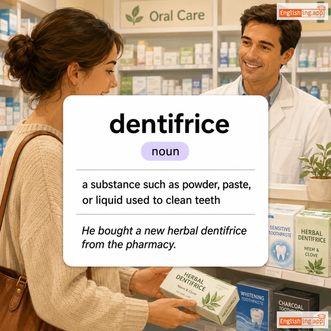 dentifrice definition card — visual illustration of the meaning