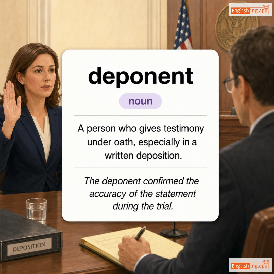 deponent definition card — visual illustration of the meaning