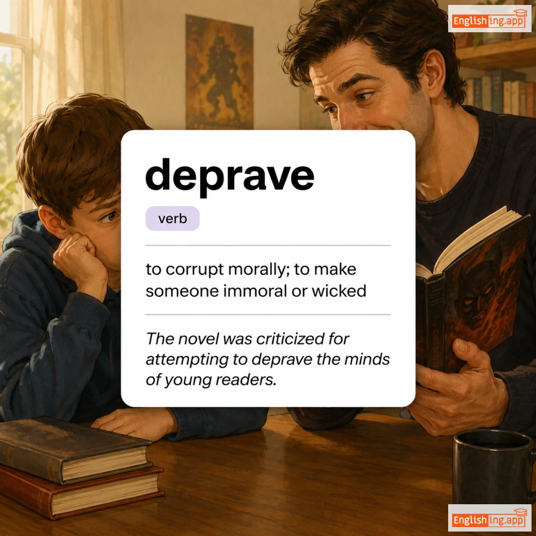 deprave definition card — visual illustration of the meaning
