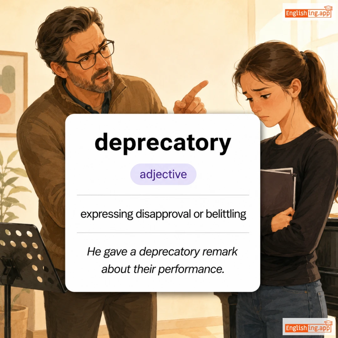 deprecatory definition card — visual illustration of the meaning