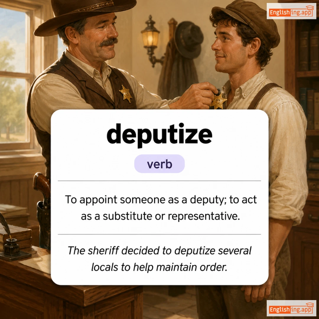 deputize definition card — visual illustration of the meaning