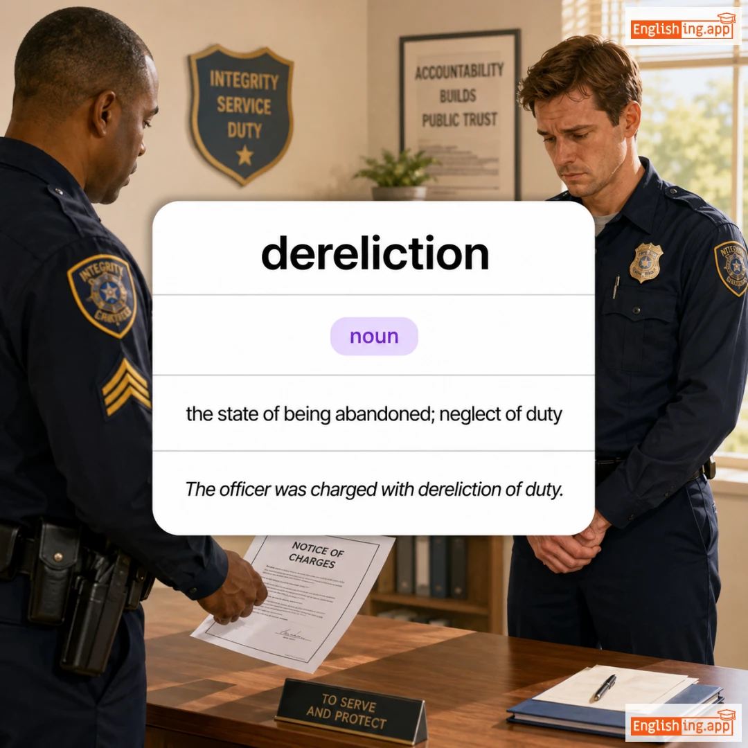 dereliction definition card — visual illustration of the meaning