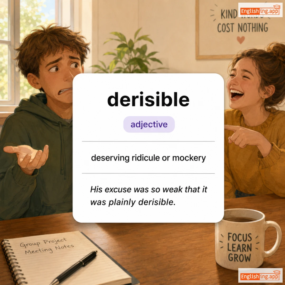derisible definition card — visual illustration of the meaning
