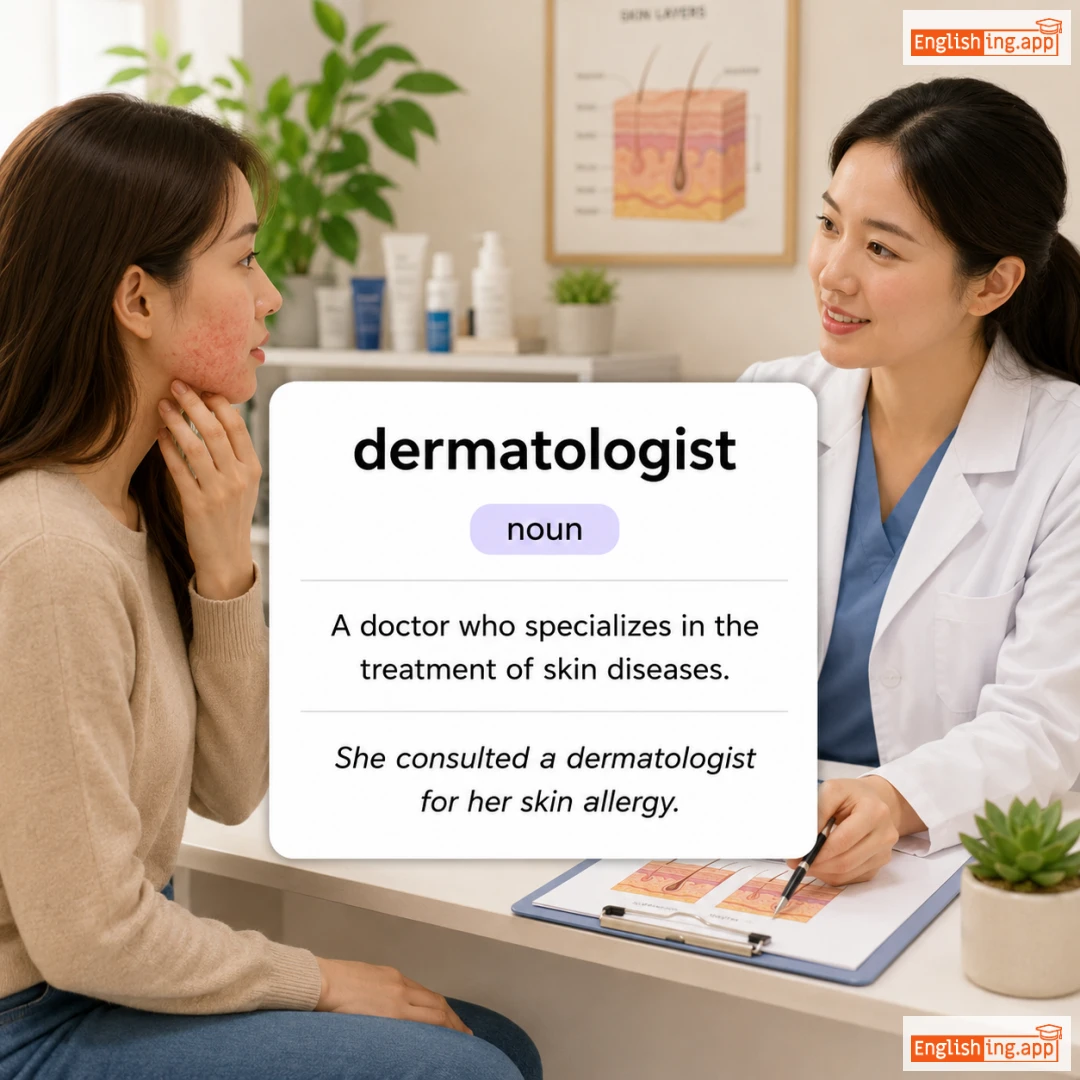 dermatologist definition card — visual illustration of the meaning