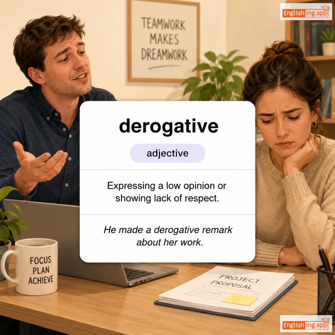 derogative definition card — visual illustration of the meaning