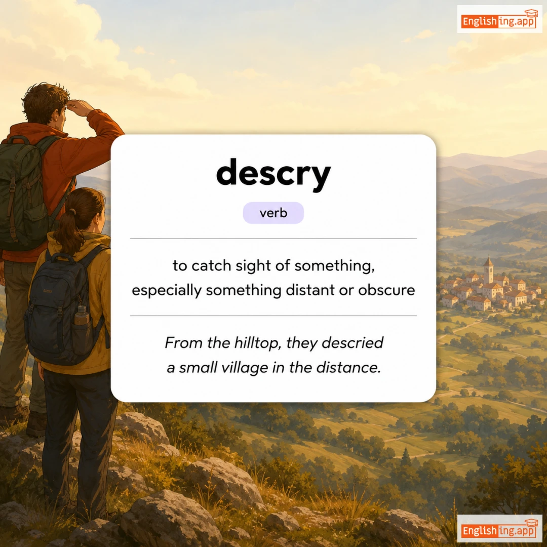 descry definition card — visual illustration of the meaning