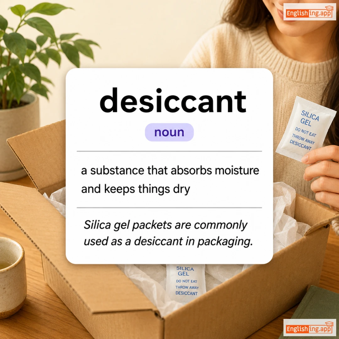 desiccant definition card — visual illustration of the meaning