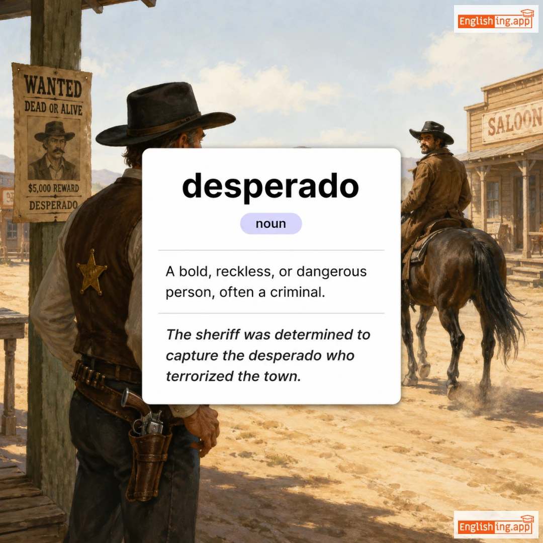 desperado definition card — visual illustration of the meaning